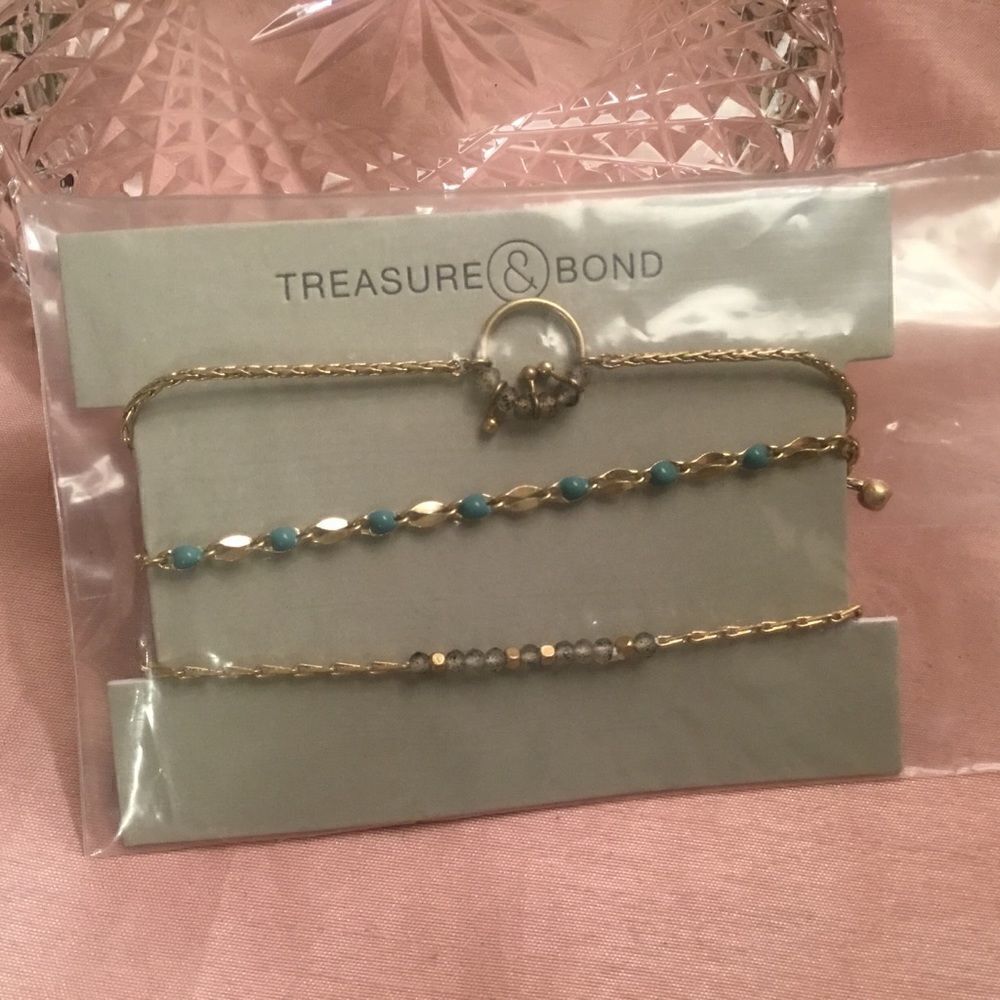 NWT Treasure & Bond (Nordstrom) Set of 3 Adjustable Goldtone Bracelets